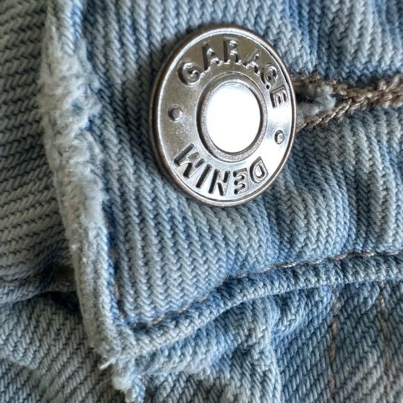 Garage Blue Jean Shorts with Distressed Raw Hem - Picture 4 of 7